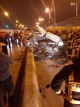 تصادف پراید با پژو 405 در جاده بریم آبادان