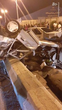 تصادف پراید با پژو 405 در جاده بریم آبادان