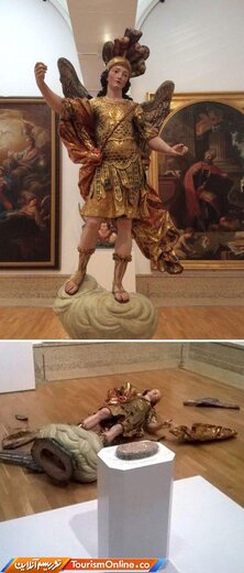 شکستن مجسمه در موزه موقع عکس گرفتن!