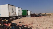 ۷ کامیون گوجه فرنگی و سیب قاچاق ایرانی در عراق اتلاف شد
