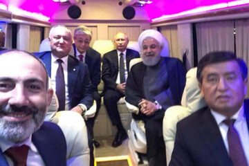 عکس | سلفی نخست‌وزیر ارمنستان با رئیس جمهور روحانی و پوتین