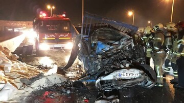 تصادف مرگبار دو نیسان‌ در اتوبان تهران -قم/ عکس