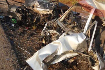 عکس | تصادف وحشتناک پژو ۴۰۵ و پراید با ۶ کشته