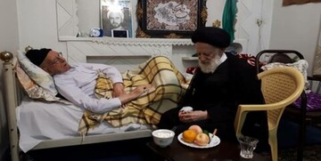 عکسی از عیادت آیت الله شبیری زنجانی از آیت الله امینی