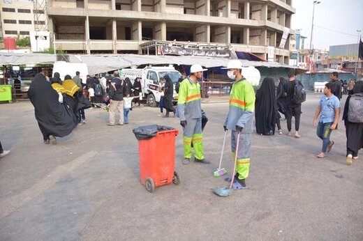 نقش موثر نیروهای شهرداری تهران در نظافت کربلا در ایام اربعین 