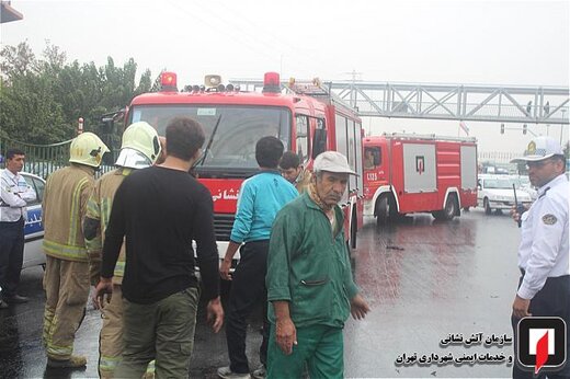 تصادف موتورسوار با کامیونت خاور در بزرگراه سعیدی