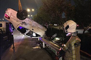 تصاویر | صحنه واژگونی رانا در اتوبان بابایی 