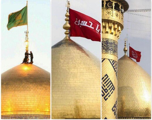 عکس | تعویض پرچم گنبد امام حسین و حضرت ابوالفضل