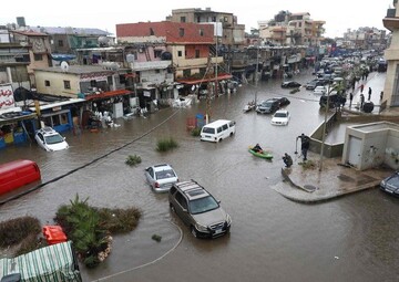 آبگرفتگی خیابان‌ها در لبنان