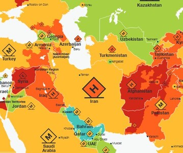 نقشه خطر سفر در سال ۲۰۲۰ منتشر شد: ایران امن تر از ترکیه، روسیه و عربستان