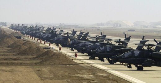 پرواز ده ها جنگنده آمریکایی بر فراز پایگاه هوایی عین الاسد در عراق