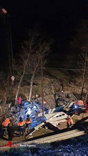 سقوط مرگبار اتوبوس به دره در جاده سوادکوه