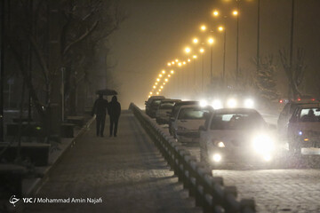 بارش شبانه برف در همدان