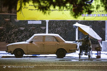 بارش شبانه برف در همدان