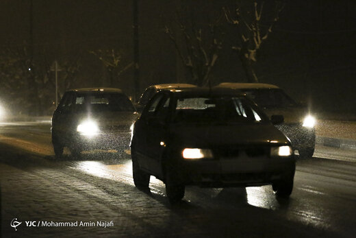 بارش شبانه برف در همدان