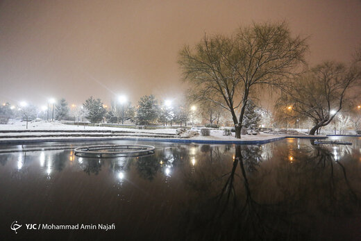 بارش شبانه برف در همدان