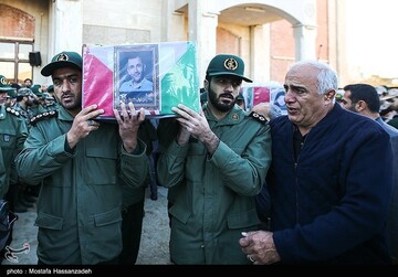 مراسم تشییع پیکر ۳ شهید سانحه هوایی در گرگان