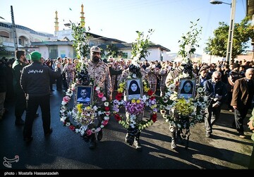 مراسم تشییع پیکر ۳ شهید سانحه هوایی در گرگان