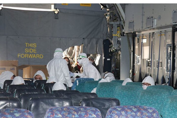 تصاویر | تدابیر امنیتی در هواپیمای حامل شهروندان ترکیه از ووهان چین