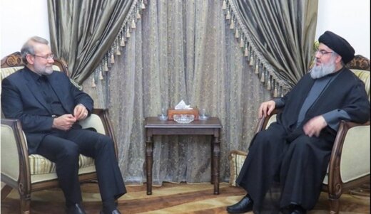 Larijani reviews regional developments with Nasrallah Larijani reviews regional developments with Nasrallah