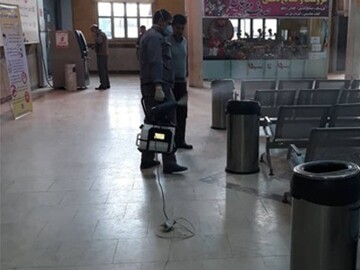 ضدعفونی و شستشو روزانه پایانه‌های مسافربری قزوین
