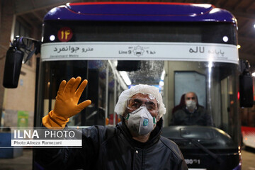 ضدعفونی اتوبوس های «بی آر تی» تهران
