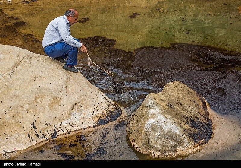 آلودگی نفتی در روستای پگین - خوزستان