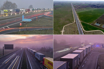 عکس | کرونا و صف چند کیلومتری کامیون‌ها در گذرگاه‌های مرزی اروپا!