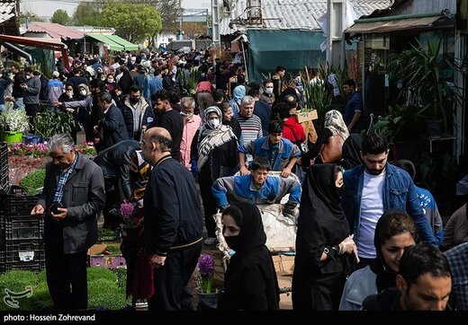 شلوغی بازار گل در روزهای کرونایی