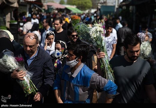 شلوغی بازار گل در روزهای کرونایی