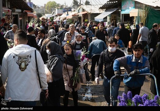 شلوغی بازار گل در روزهای کرونایی