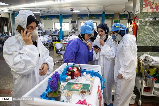 تحویل سال نو در بخش کرونای بیمارستان بقیه الله (عج)