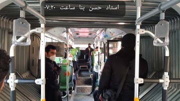  فاصله‌گذاری اجتماعی در اتوبوس‌های پایتخت/ تصاویر