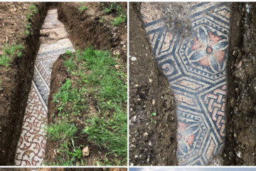 ببینید | کشف یک موزاییک فرش باستانی در منطقه‌ای نزدیک شهر ورونا در ایتالیا