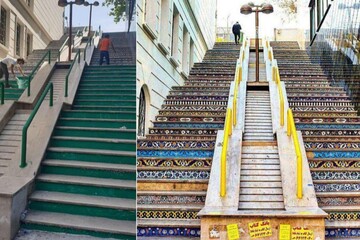 تصاویر | جنجال در شبکه‌های اجتماعی بر سر رنگ آمیزی ناگهانی  پله‌های قشنگ روبروی پارک ساعی!