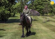 ملکه انگلیس سوار اسب از قرنطینه خارج شد / عکس