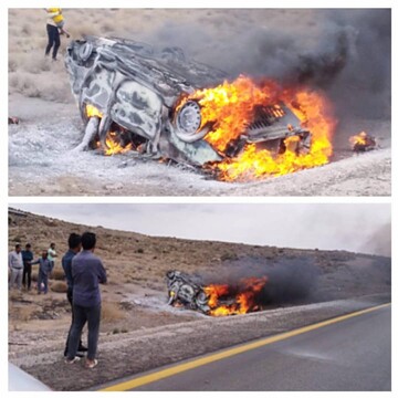رئیس پلیس راه همدان: واژگونی و سپس آتش سوزی خودرو پراید ۲ کشته و ۳ مجروح برجای گذاشت
