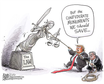 ببینید: ترامپ هم به جمع تخریب‌کنندگان مجسمه‌ها پیوست!