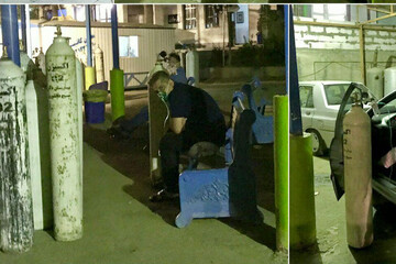 عکس | بستری شدن بیماران کرونایی در پارکینگ بیمارستان مسیح دانشوری