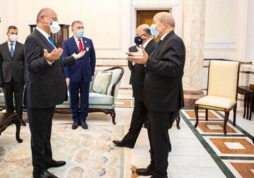 برهم صالح در دیدار با لودریان: عراق منتظر حمایت بین‌المللی است