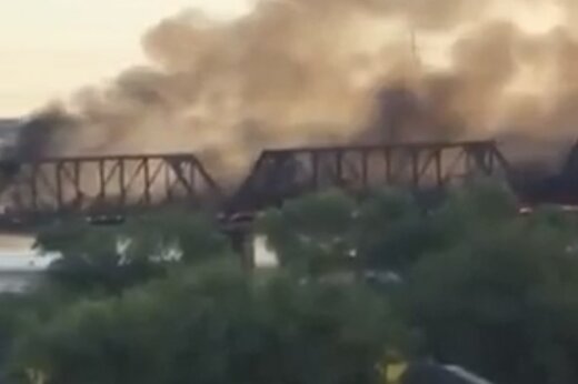 ببینید | ویدیویی از حجم آتش قطار آتش گرفته در آریزونای آمریکا 