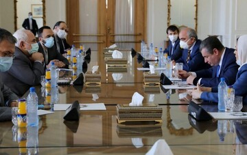 دیدار ظریف با رئیس کمیته بین الملل دومای روسیه/همکاری بلند مدت دو کشور محور گفتگو/عکس