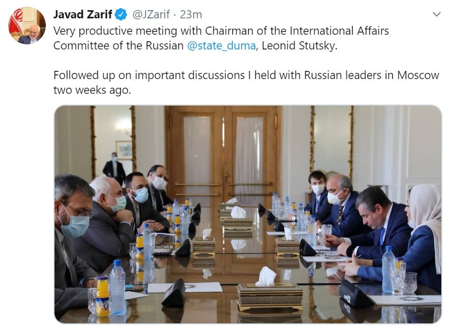 توئیت ظریف پس از دیدار با مقام روس 3