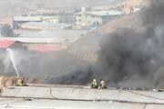 فیلم و عکس | آتش سوزی در شهرک صنعتی جاجرود
