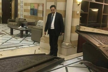 عکس | بلایی که انفجار بیروت بر سر دفتر نخست وزیر لبنان آورد