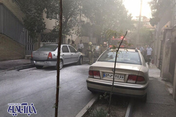 عکس | آتش گرفتن خودرو ال 90 در خیابان لارستانِ تهران