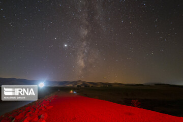 آسمان در شب بارش شهابی