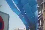 ببینید | سقوط داربست‌ فلزی‌ ساختمان چند طبقه در بازار ته‌لنجی‌ آبادان