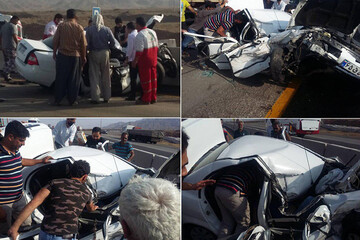 ببینید | تصادف خونین تیبا۲ با موانع آزادراه کاشان ـ قم