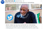 ببینید | پیرترین مرد دنیا در 116 سالگی‌اش درگذشت